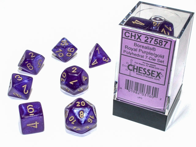 CHX 27587 Borealis Royal Purple/gold Luminary (Polyhedral 7-Die Set)