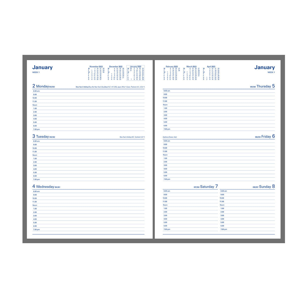 Collins 2024 Calendar Year Diary - Kingsgrove 341 A4 Week to View Blue