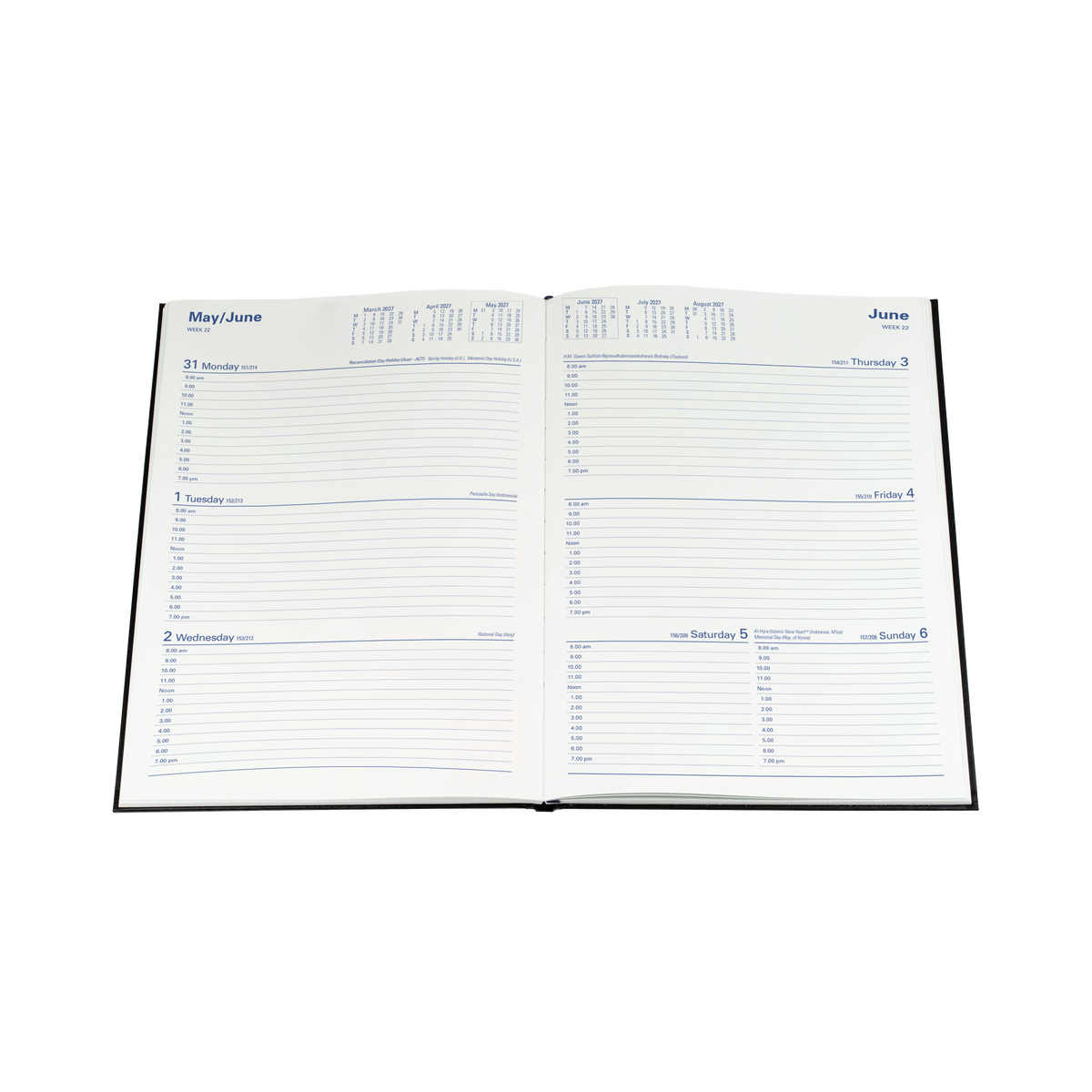 Collins 2027 Calendar Year Diary - Sterling 344 A4 WTV Blue