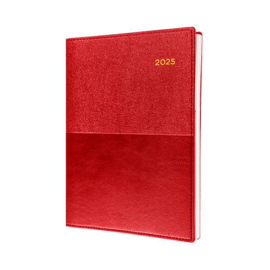 Collins 2025 Calendar Year Diary - Vanessa 345 Spiral A4 WTV Red