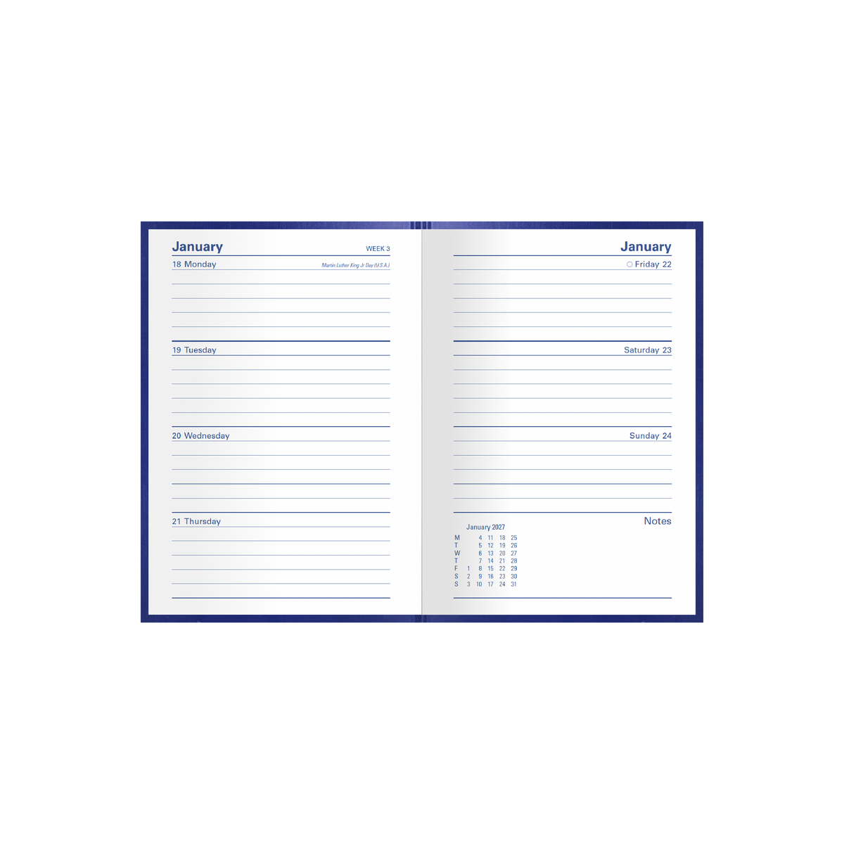 Collins 2027 Calendar Year Diary - Kingsgrove 361 A6 WTV Blue