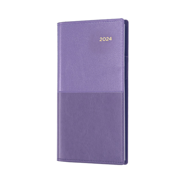 Collins 2024 Calendar Year Diary - Vanessa 375 Spiral B6/7 Slim Week to View Purple