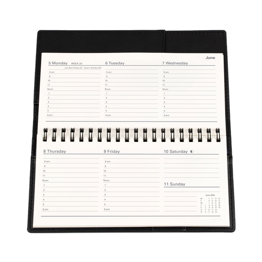 Collins 2024 Calendar Year Diary - Vanessa 375 Spiral B6/7 Slim Week to View Black