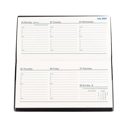 Collins 2024 Calendar Year Diary - Belmont 377L Slimline Landscape Week to View Black