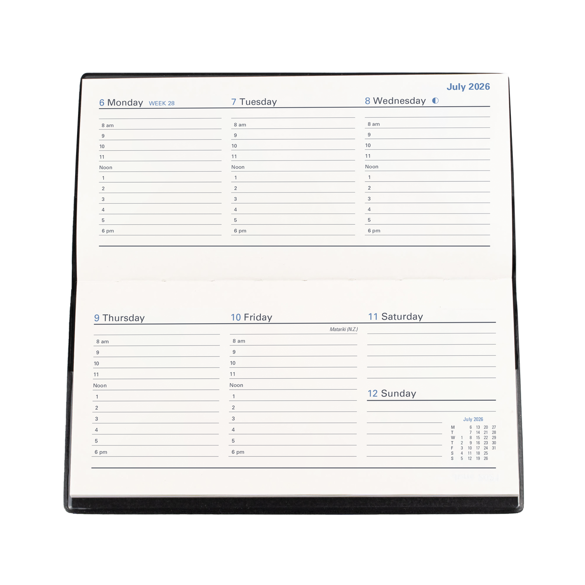 Collins 2026 Calendar Year Diary - Belmont 377L Slimline Landscape WTV Black