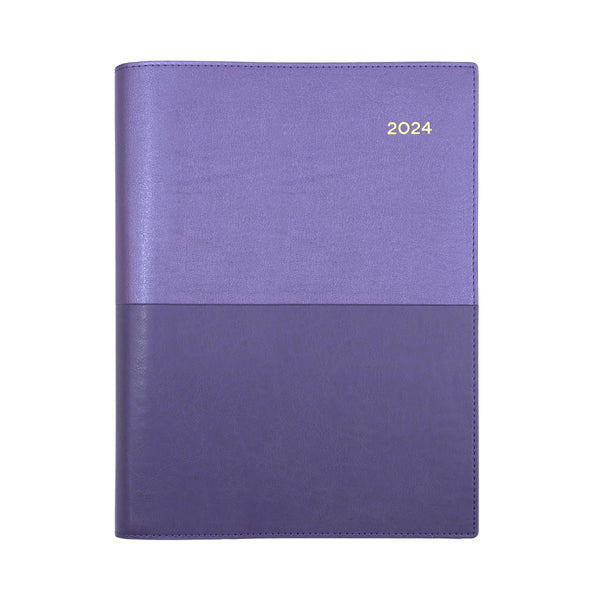 Collins 2024 Calendar Year Diary - Vanessa 385 Spiral A5 Week to View Purple