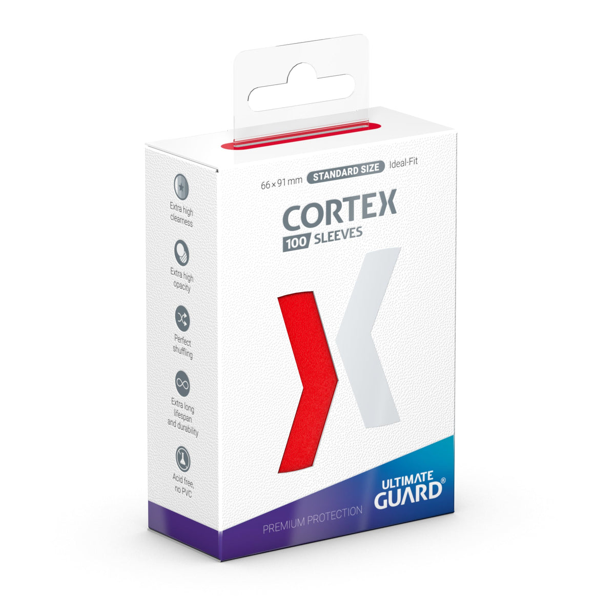 Ultimate Guard Cortex Sleeves - Red - Standard-Size (100 Sleeves)