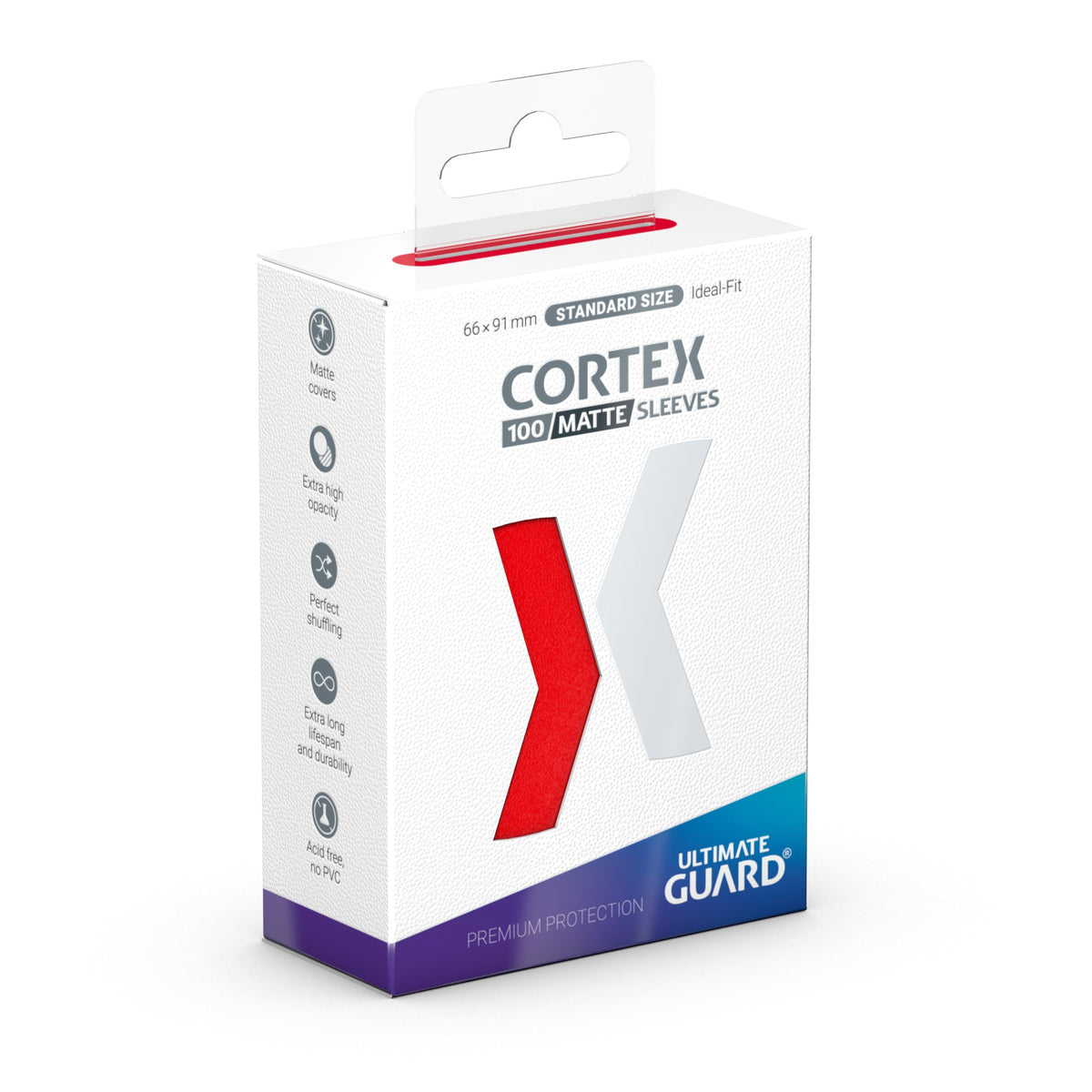 Ultimate Guard Cortex Sleeves - Matte Red - Standard-Size (100 Sleeves)