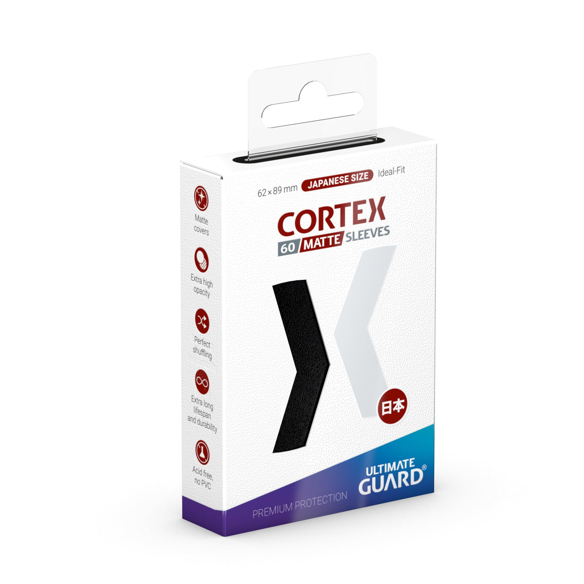Ultimate Guard Cortex Matte Sleeves - Black - Japanese-Size (60 Sleeves)