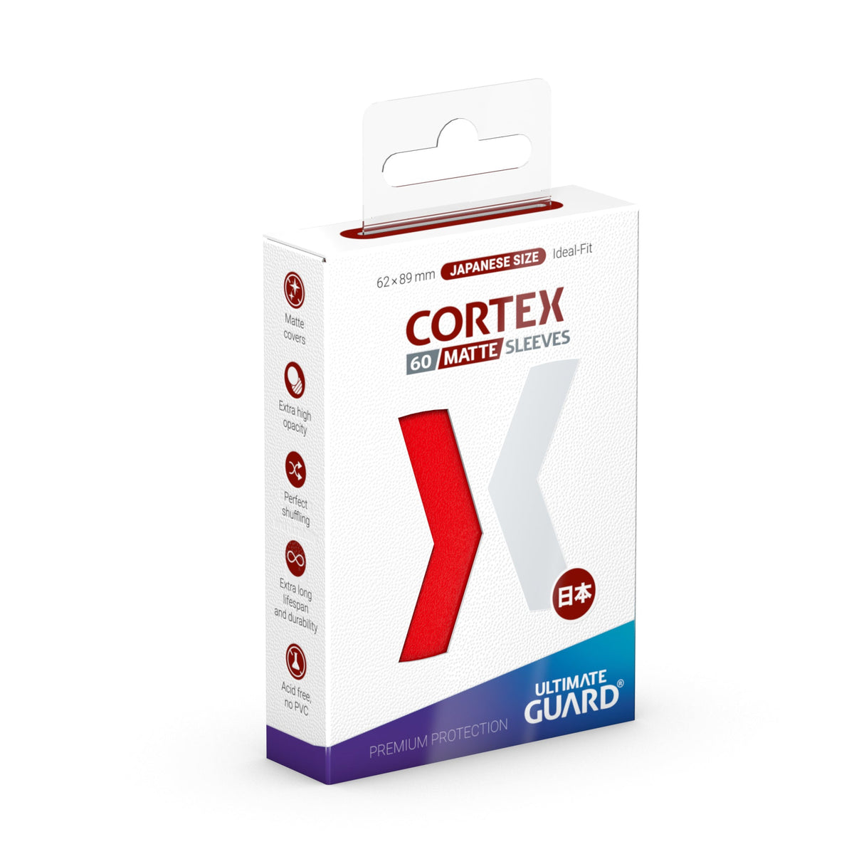 Ultimate Guard Cortex Matte Sleeves - Red - Japanese-Size (60 Sleeves)