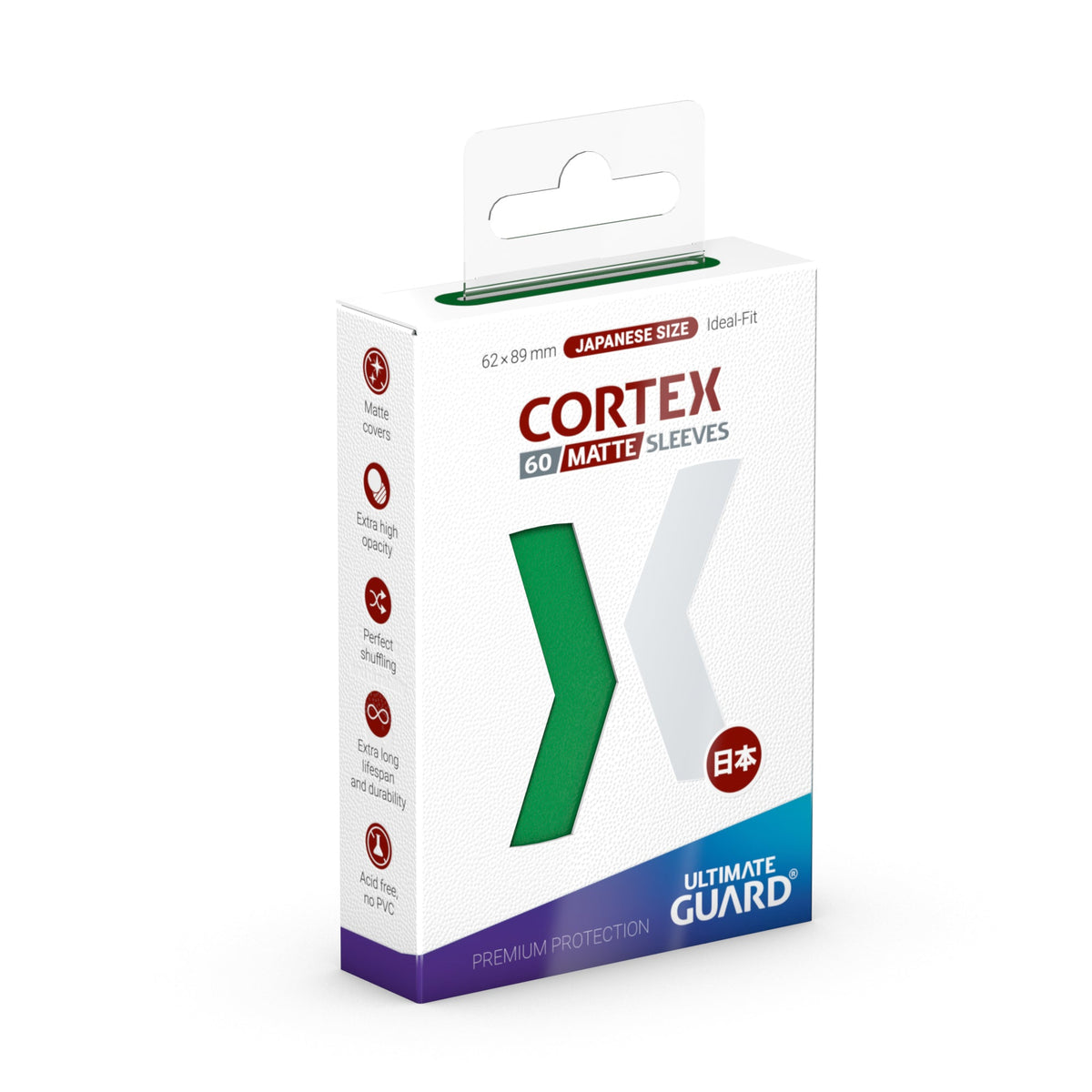 Ultimate Guard Cortex Matte Sleeves - Green - Japanese-Size (60 Sleeves)