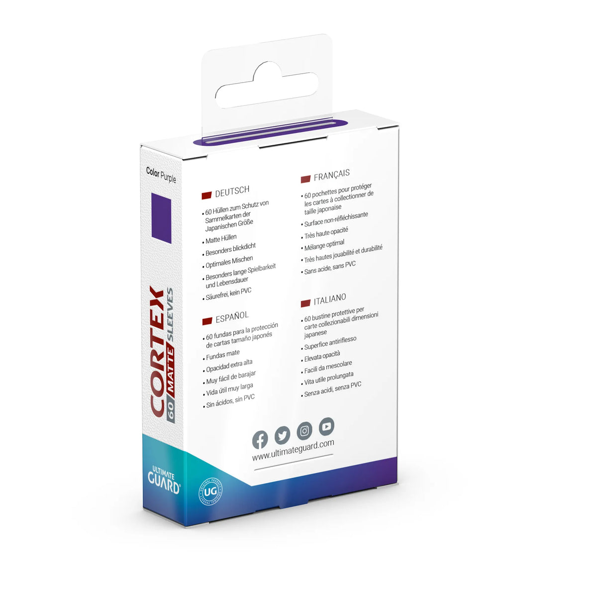 Ultimate Guard Cortex Matte Sleeves - Purple - Japanese-Size (60 Sleeves)