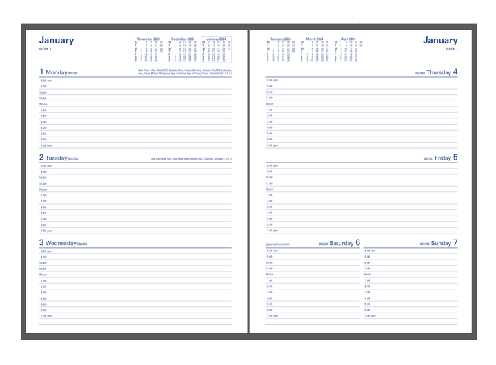 Collins Debden 2024 Calendar Year Diary - Associate 4201.V99 A4 Week to View Black