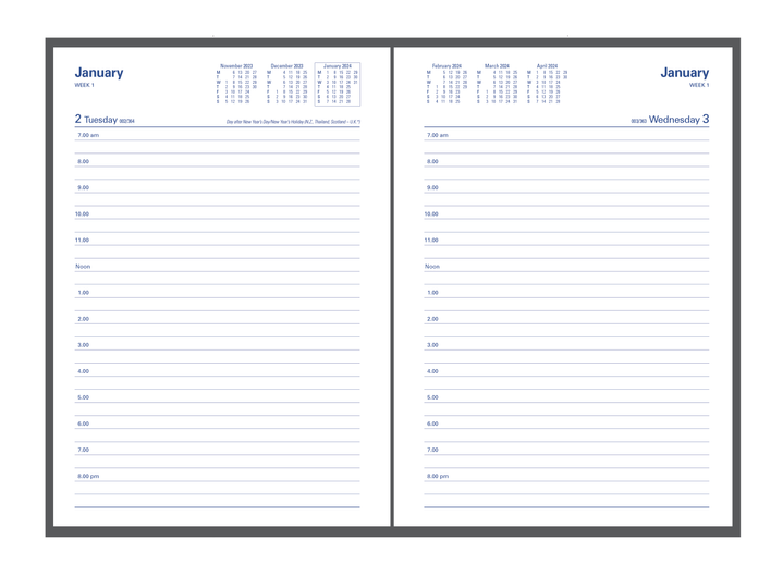 Collins Debden 2024 Calendar Year Diary - Associate 4301.V99 A5 Day to Page Black
