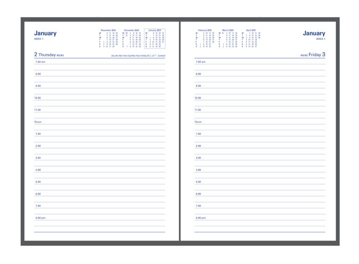 Collins 2025 Calendar Year Diary / Planner - Associate II 4051 A4 DTP Black
