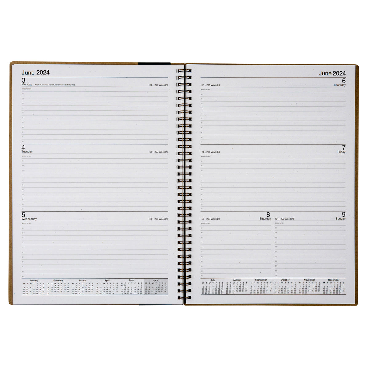Cumberland Ecowise 2024 Diary Spiral A4 WTV Boardcover Recycled Kraft
