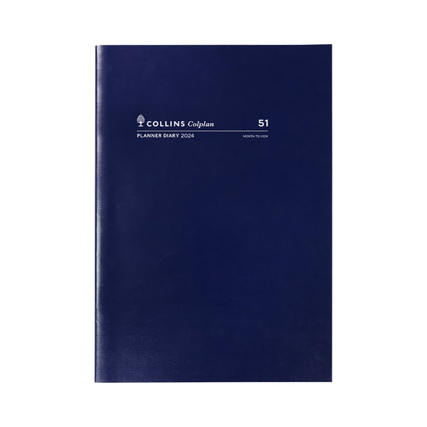 Collins Colplan 2024 Calendar Year - Planner 51 A4 Month to View Blue