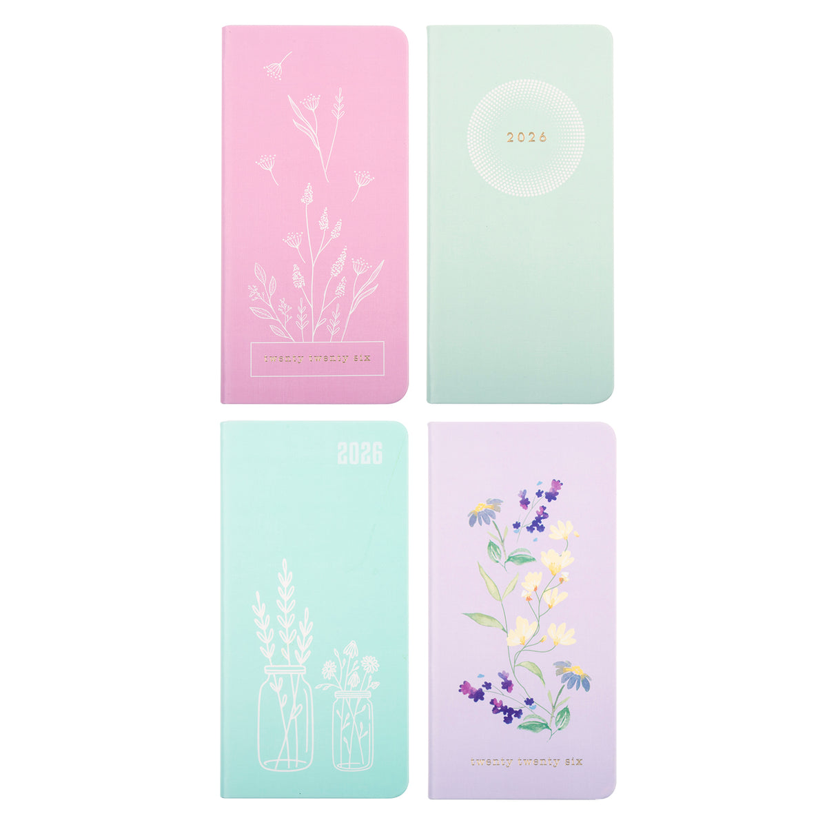 Dats 2026 Calendar Year Diary - PU Floral Colour Edge 72168 Slimline WTV Assorted