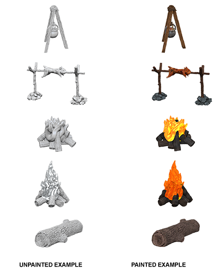 D&D - Campfire & Sitting Log (Wizkids Deep Cuts Unpainted Miniatures)