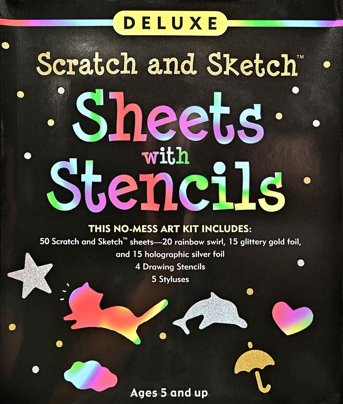 Deluxe Scratch and Sketch Kit (50 Assorted Sheets with Bonus Stencils) (Peter Pauper Press)