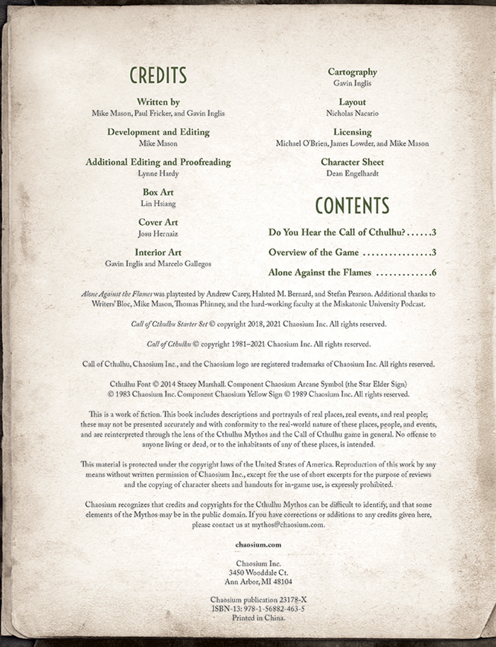 Call of Cthulhu: Starter Set