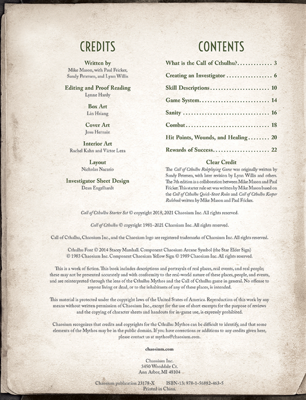 Call of Cthulhu: Starter Set
