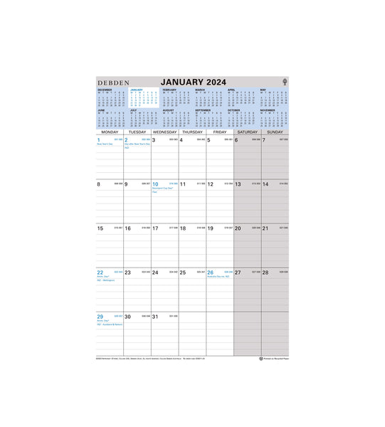 Collins Debden 2024 Calendar Year Calendar A4 CE0011 WIRO Month to