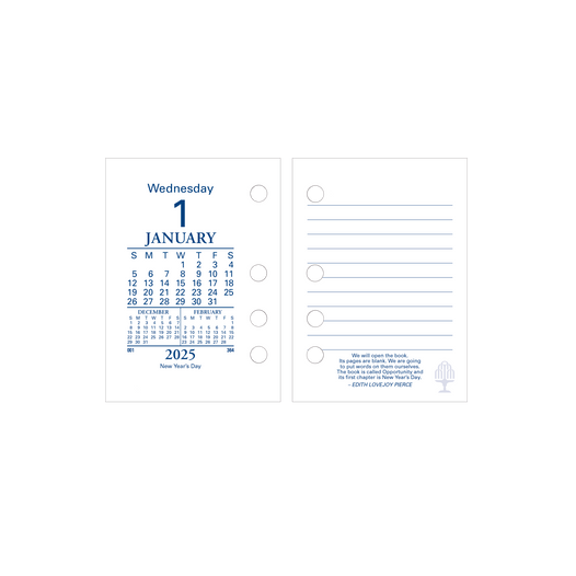 Collins 2025 Desk Calendar Refill DCRS25 DTP Side Punch