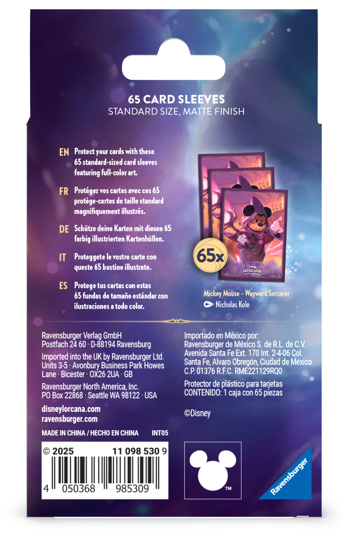 Disney Lorcana TCG: Card Sleeves - Mickey Mouse, Wayward Sorcerer