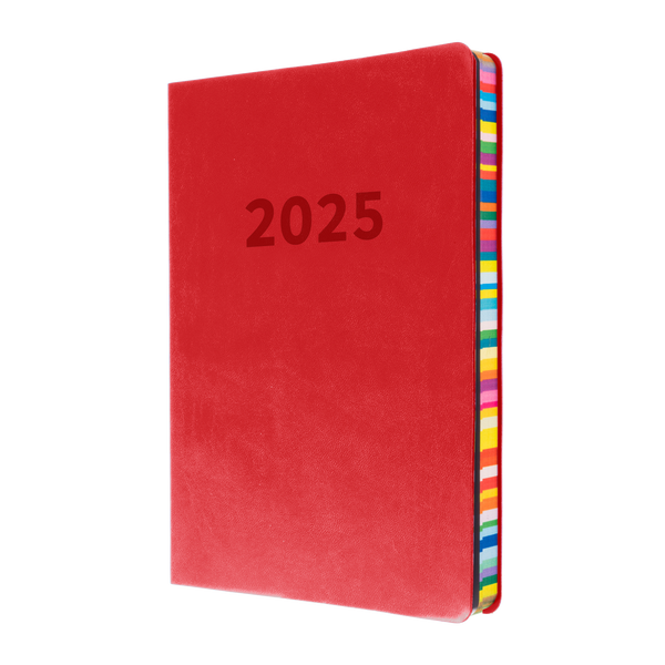 Collins 2025 Calendar Year Diary - Edge Rainbow A5 WTV Red