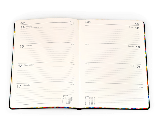 Collins 2025 Calendar Year Diary - Edge Rainbow A5 WTV Red