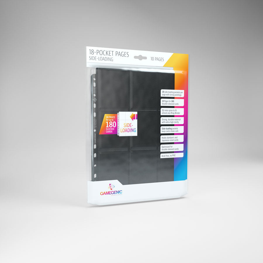 Gamegenic Pages - Black - 18-Pocket Side-Loading Standard-Size (10 Pages)