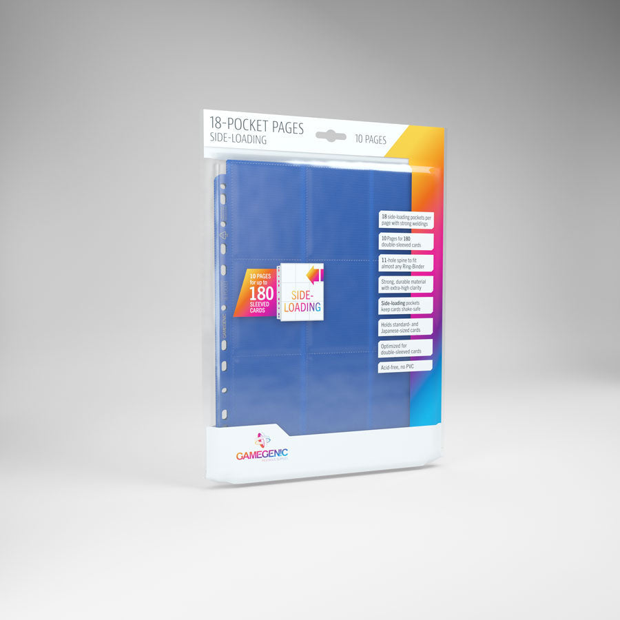 Gamegenic Pages - Blue - 18-Pocket Side-Loading Standard-Size (10 Pages)