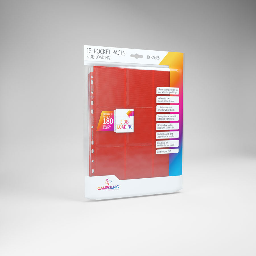 Gamegenic Pages - Red - 18-Pocket Side-Loading Standard-Size (10 Pages)