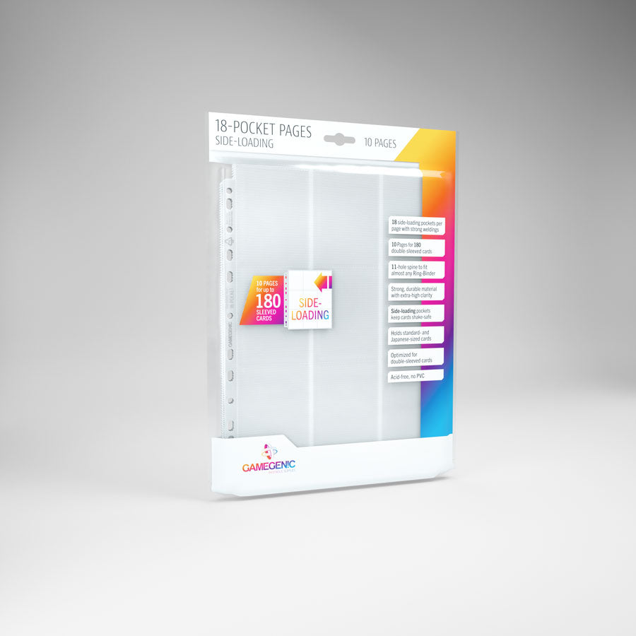 Gamegenic Pages - White - 18-Pocket Side-Loading Standard-Size (10 Pages)
