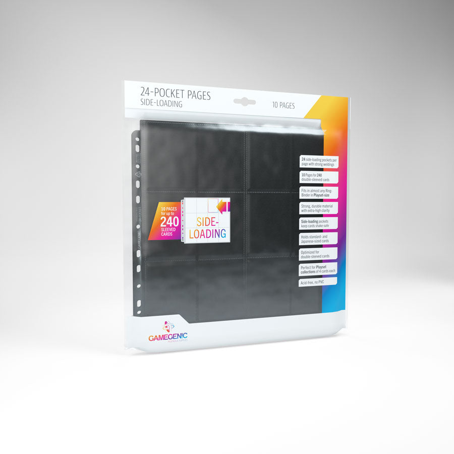 Gamegenic Pages - Black - 24-Pocket Sideloading Standard-Size (10 Pages)