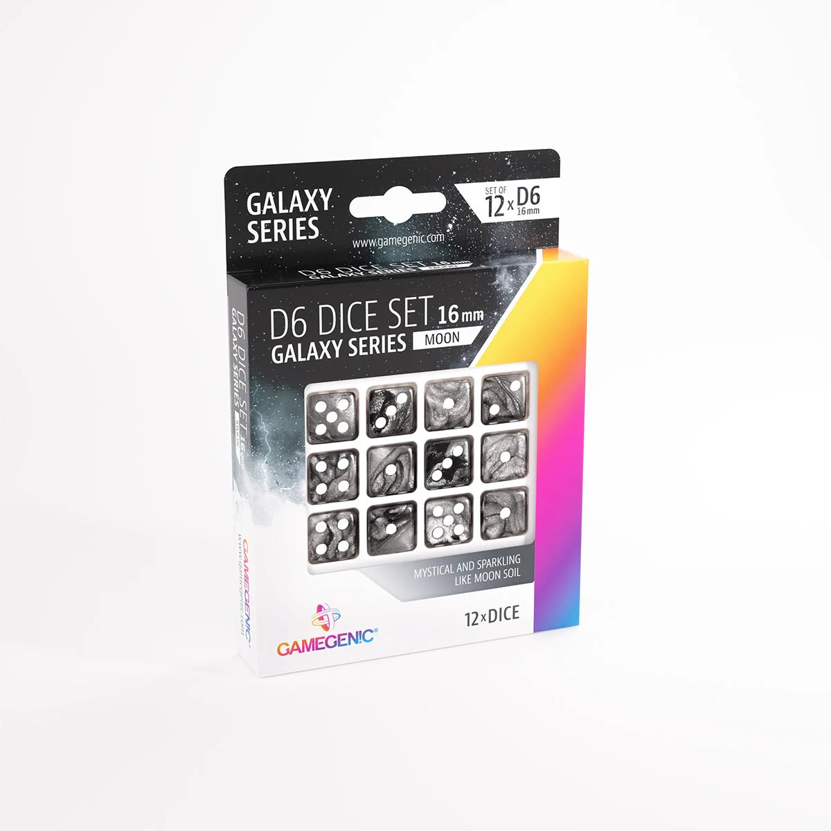 Gamegenic D6 Dice Set - Galaxy Series - Moon (12x 16mm D6)