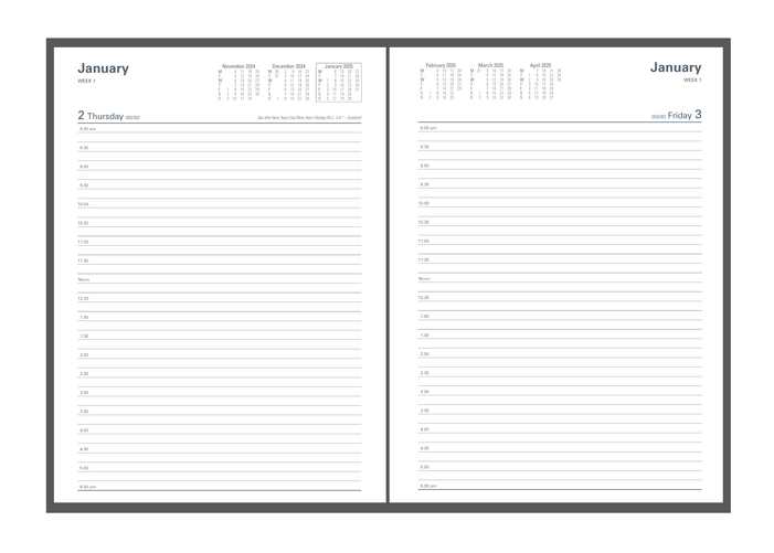 Collins 2025 Calendar Year Diary - Kingsgrove 141 A4 DTP Blue