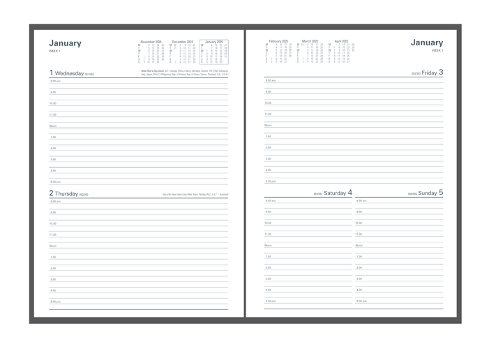 Collins 2025 Calendar Year Diary - Kingsgrove 241 A4 2 Days to Page Blue