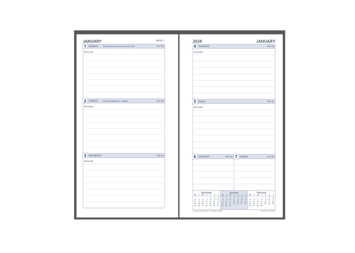 Collins Debden 2024 PR2300 Dayplanner Refill 96x127mm Personal 6 Ring WTV