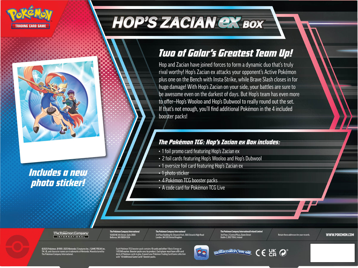 Pokemon TCG: Hop's Zacian ex Box