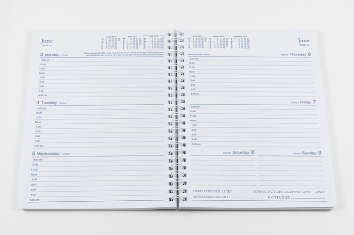 Collins Colplan 2024 Calendar Year Diary - Student SC37SP A5 School Polyprop Spiral