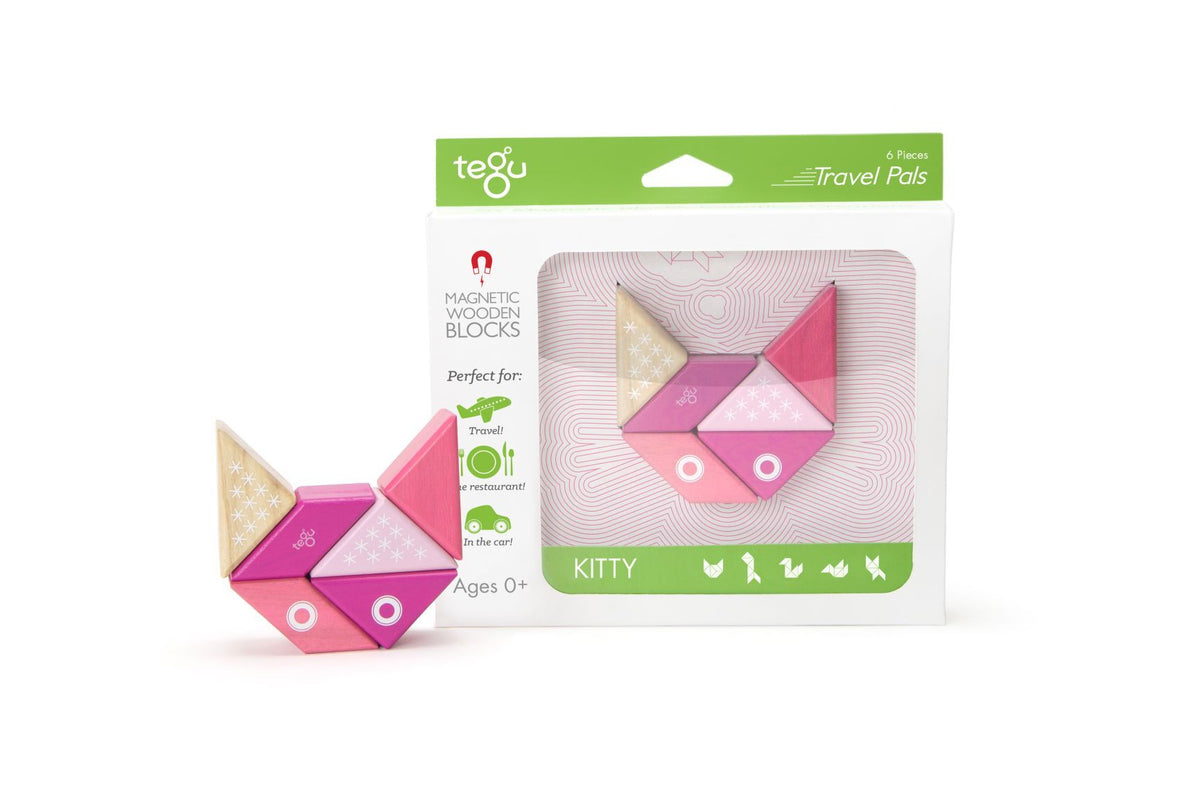 Tegu Magnetic Wooden Blocks - Travel Pals - Kitty