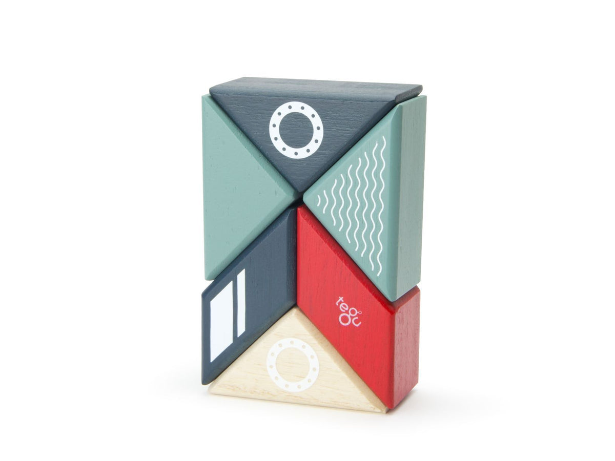 Tegu Magnetic Wooden Blocks - Travel Pals - Tugboat