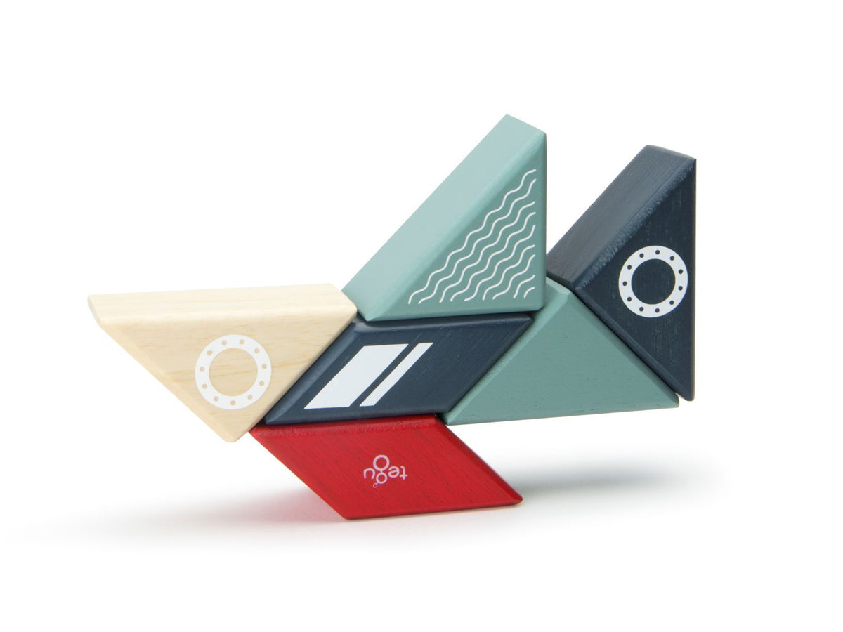Tegu Magnetic Wooden Blocks - Travel Pals - Tugboat