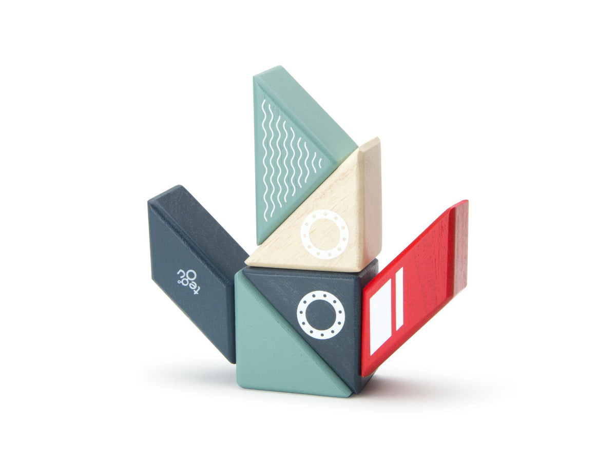 Tegu Magnetic Wooden Blocks - Travel Pals - Tugboat