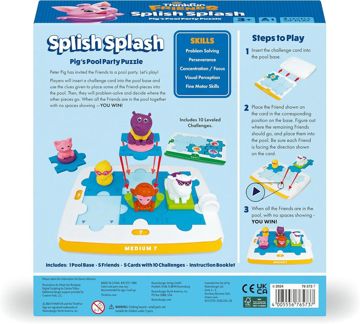 ThinkFun Friends: Splish Splash - Pig's Pool Party Puzzle