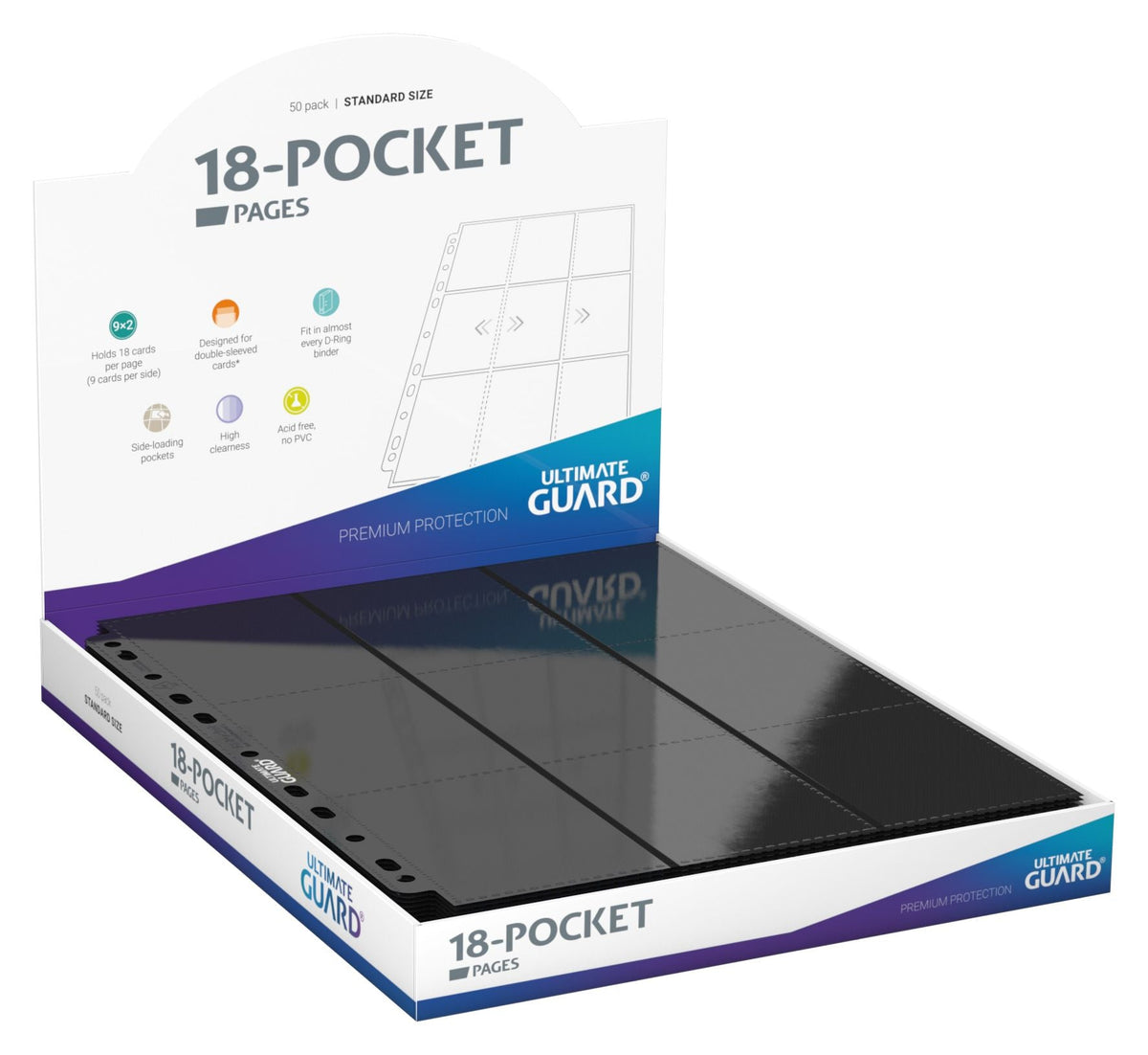 Ultimate Guard Pages - Black - 18-Pocket Standard-Size (50 Pages)