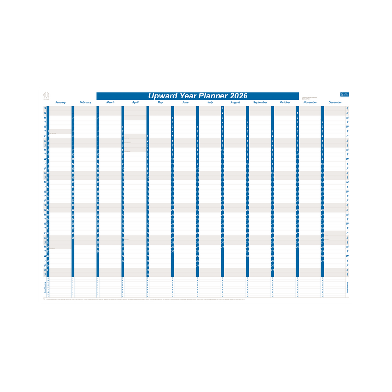 Upward 2026 Calendar Year Planner - Paper Year at a Glance 4701 (1005x685mm) Rolled