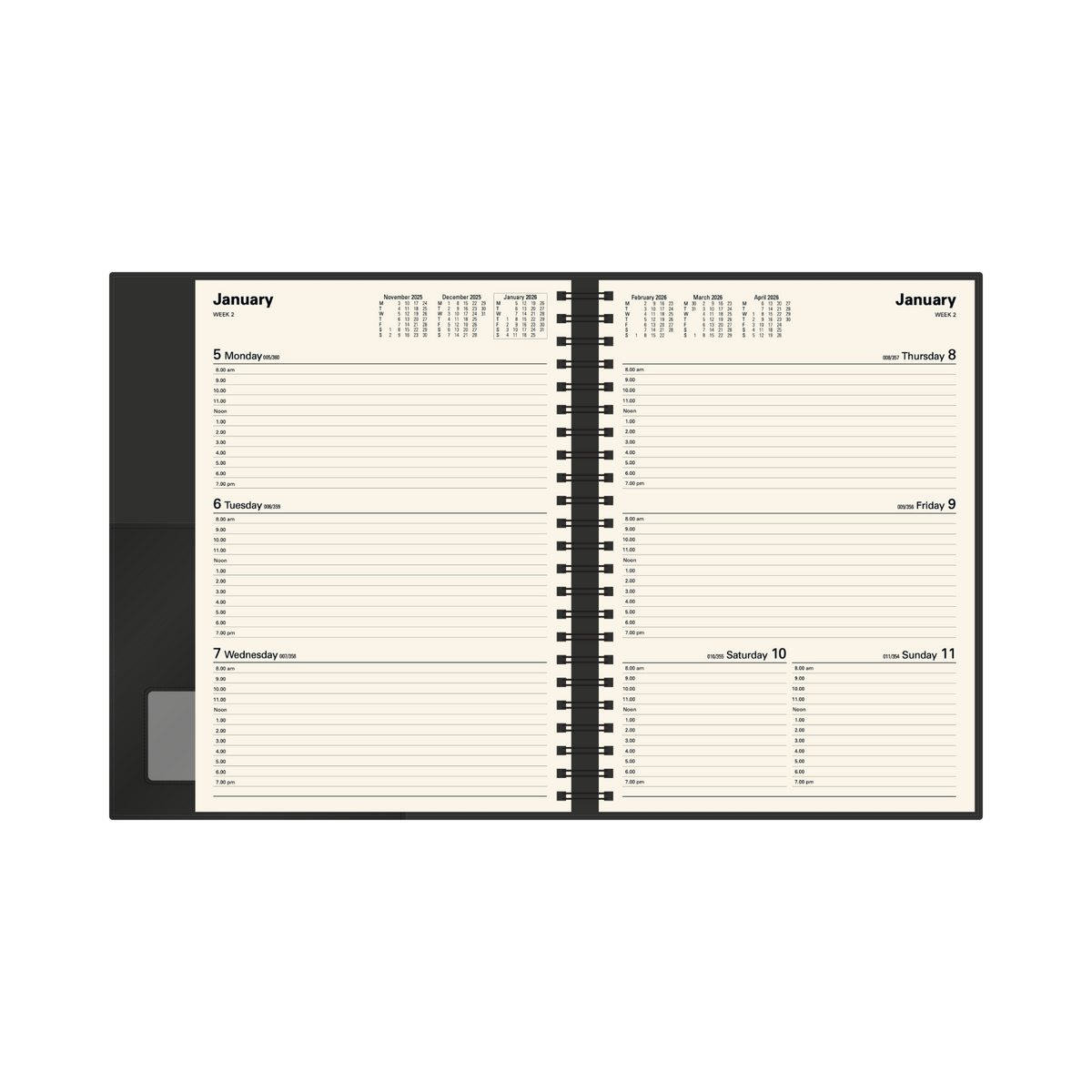 Collins 2026 Calendar Year Diary - Vanessa 345 Spiral A4 WTV Blue